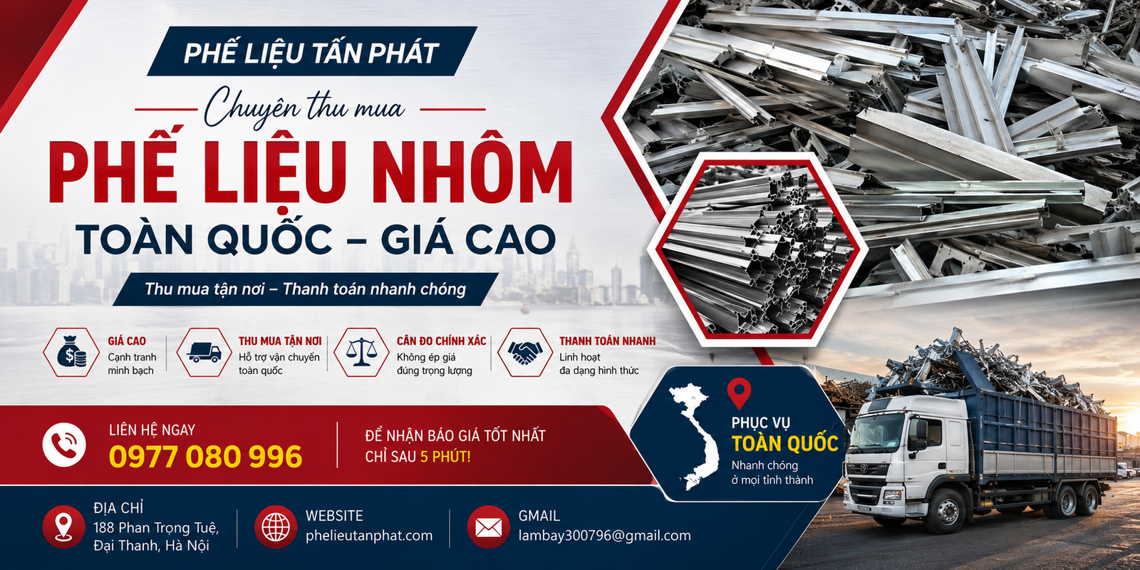 Thu Mua Phế Liệu Nhôm Toàn Quốc Giá Cao – Phế Liệu Tấn Phát
